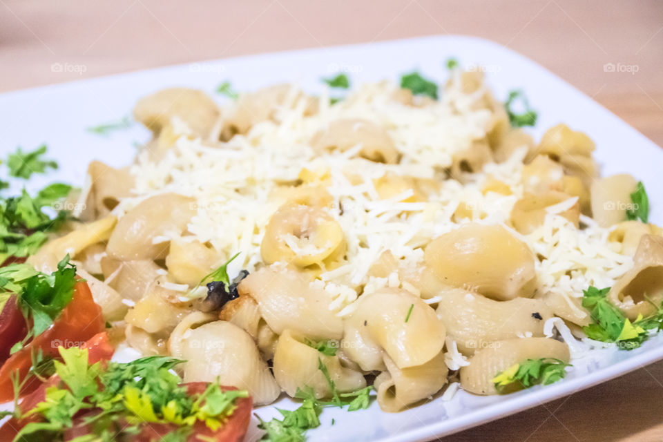 Close-up of pasta with cheese