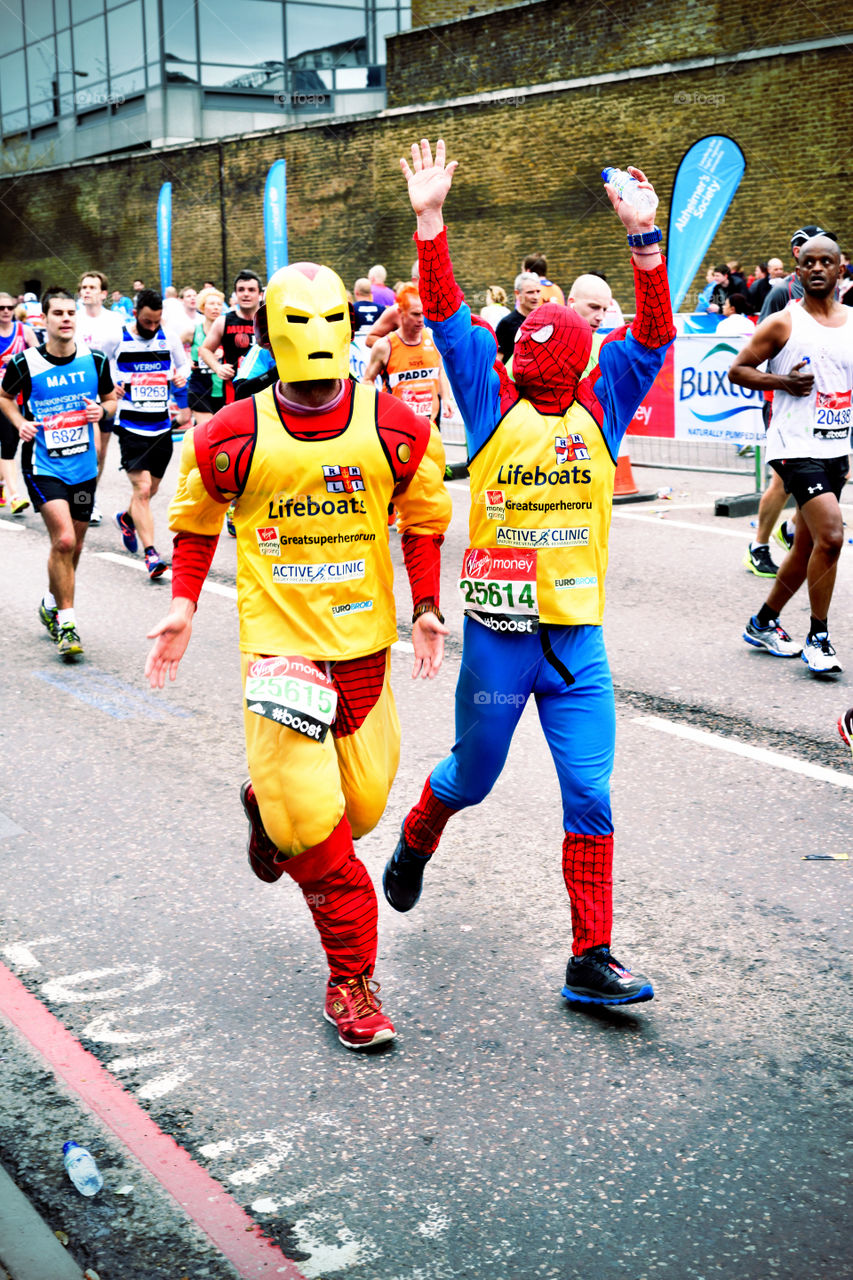 Disguised runners at the London marathon 2015. Picture taken in London, 26 April 2015