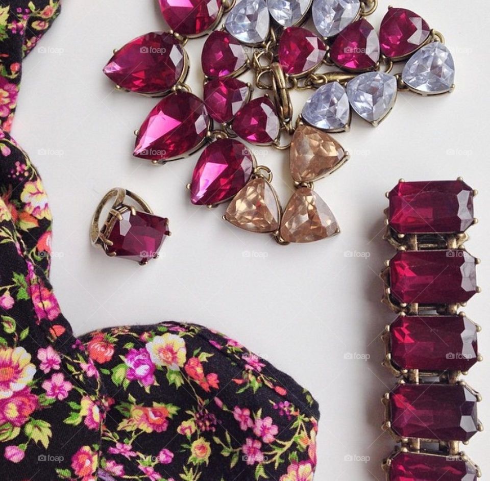 Close-up of pink jewellery