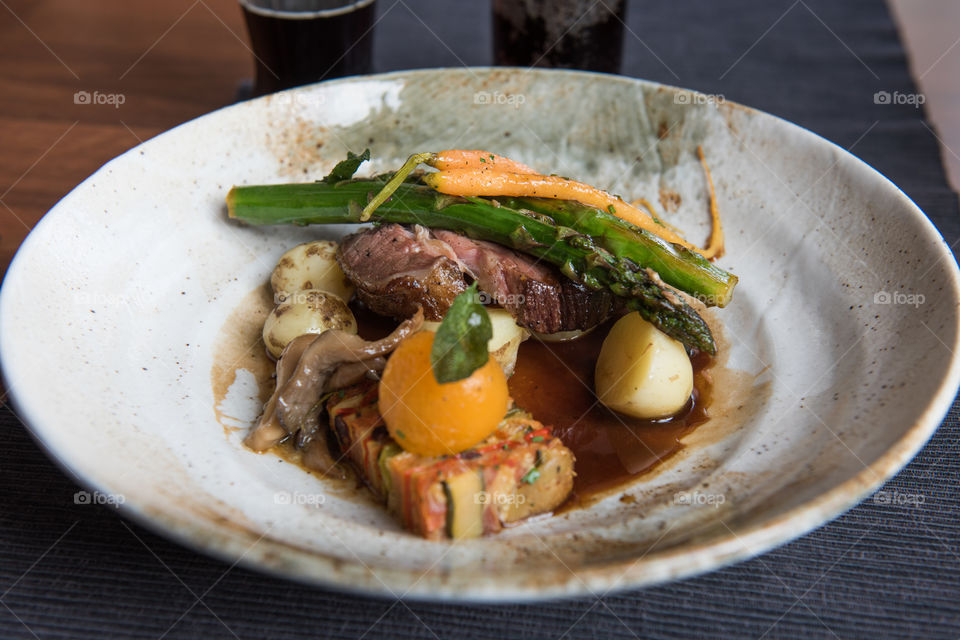 Main course at restaurant Grand Hotel in Mölle Sweden.