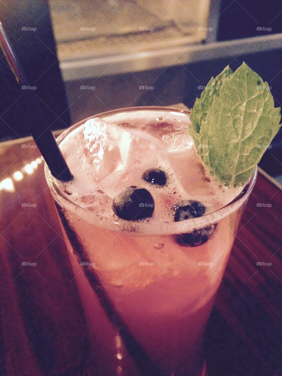 Drink with mint garnish. Photo taken in Las Vegas