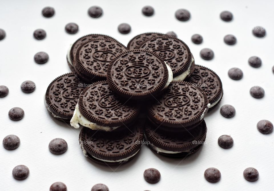 oreo cookieson white background