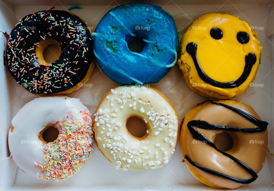 Package of six donuts