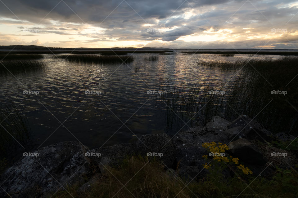 Sunset at Corrib lake in Galway, Ireland