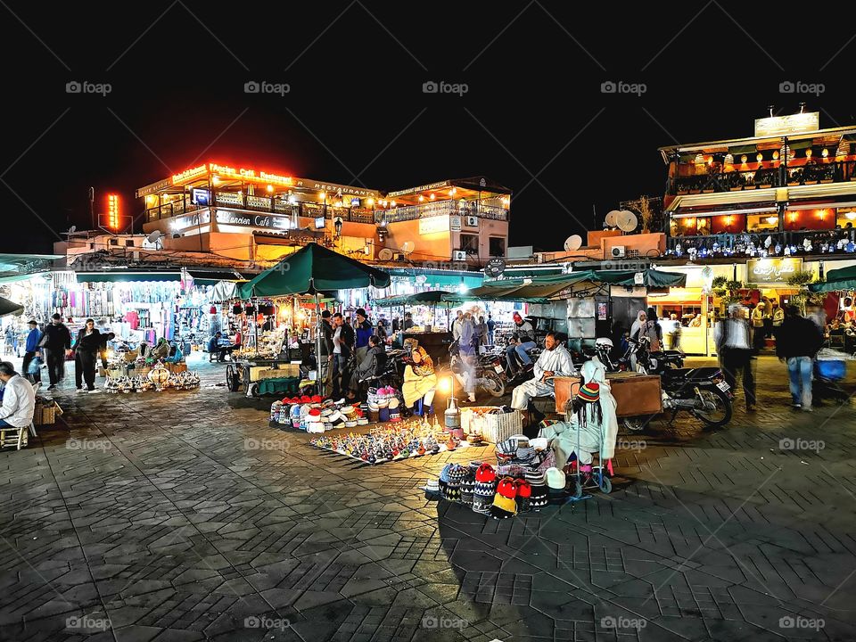 Morocco market at night