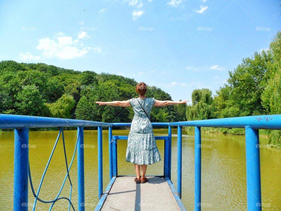 girl and lake