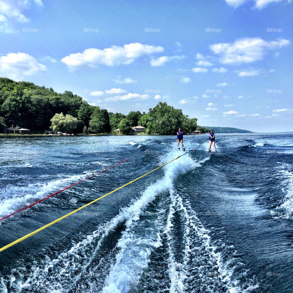 Sisters Skiing. Taken on Canandaguia Lake in Upstate New York summer 2015.