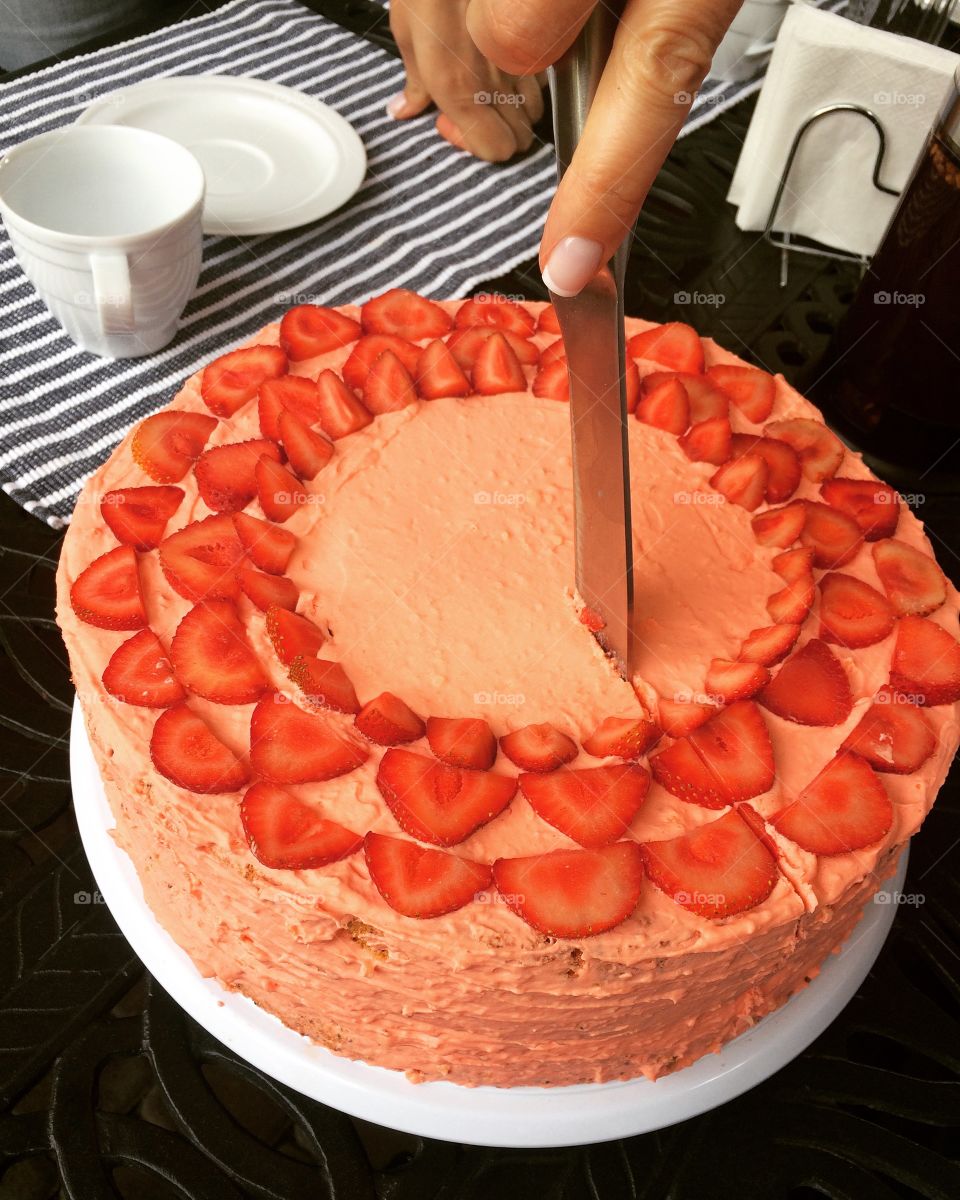 Homemade strawberry sponge cake