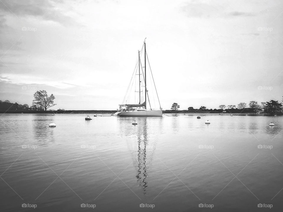 Boat and reflection at the marina.. 