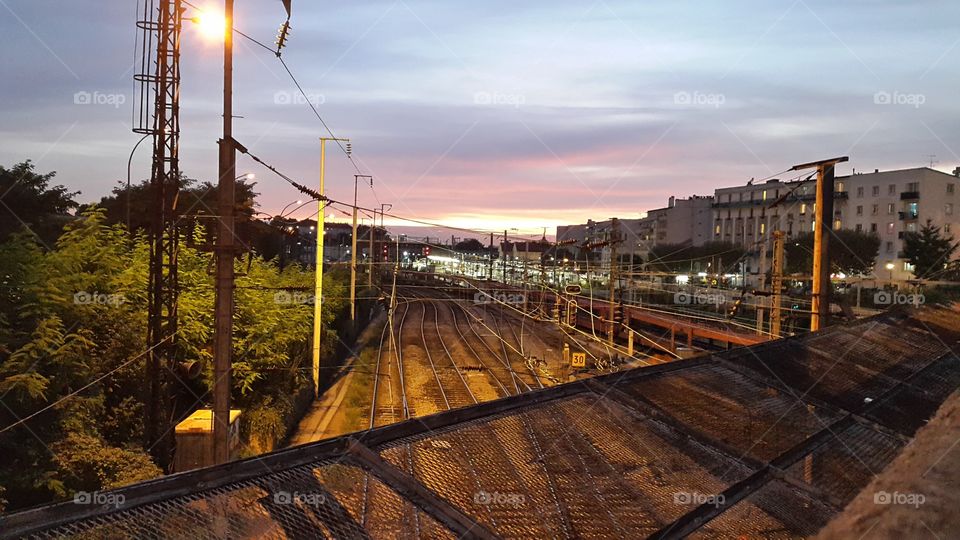 Sundown at the railway