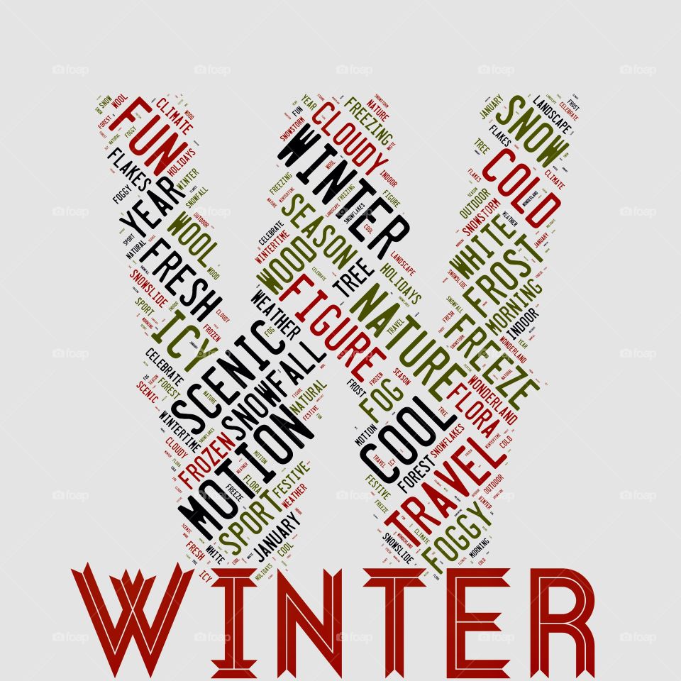 Word cloud of the Winter as background