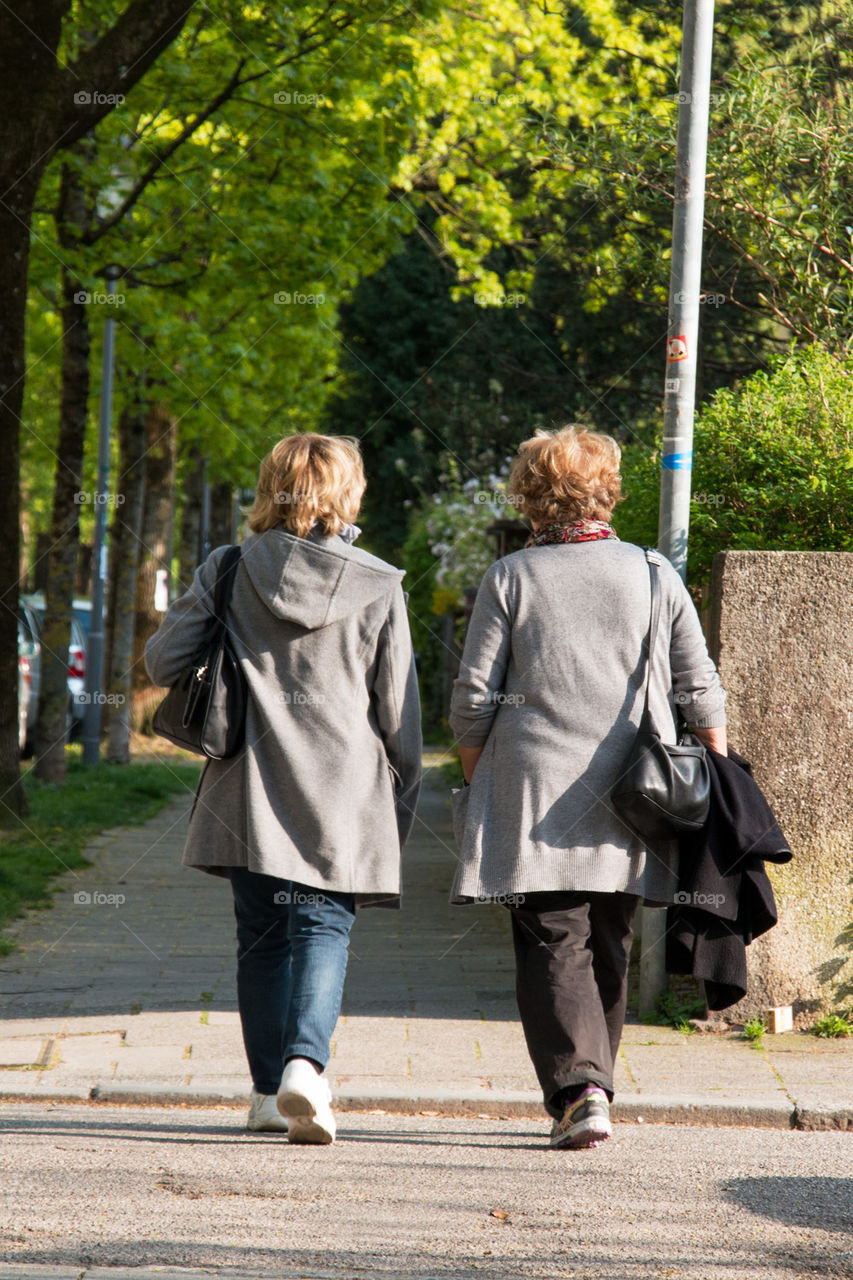 Friends walking and talking