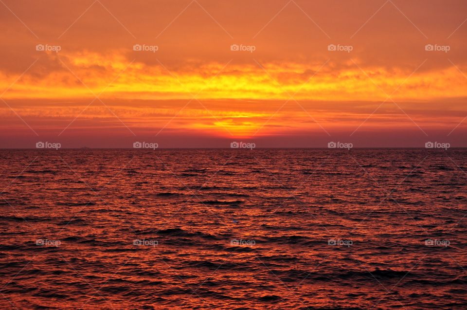 sunrise over the Baltic sea in Poland