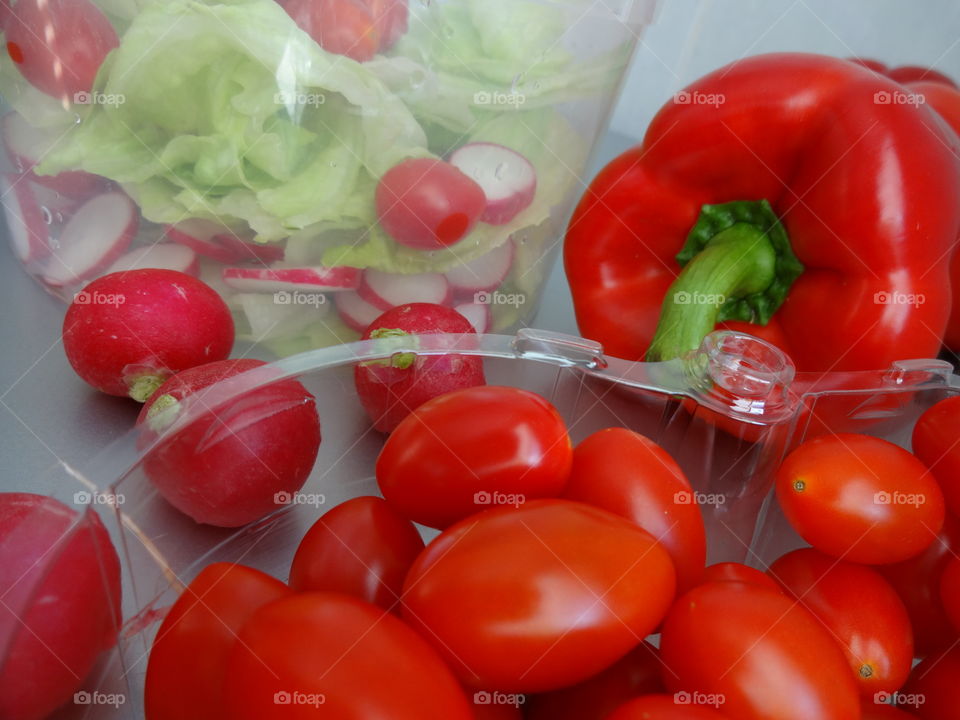 Fresh and colorful salad ingredients