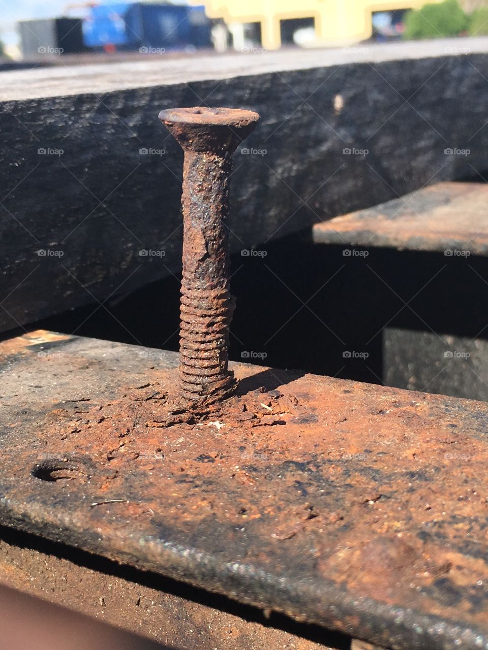 Huge rusty nail in trailer 