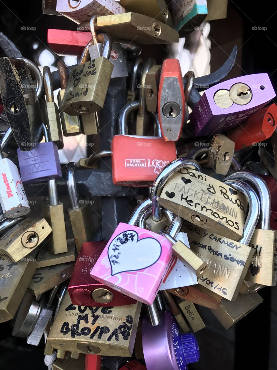 Love padlocks on a bridge of Basel, Switzerland 