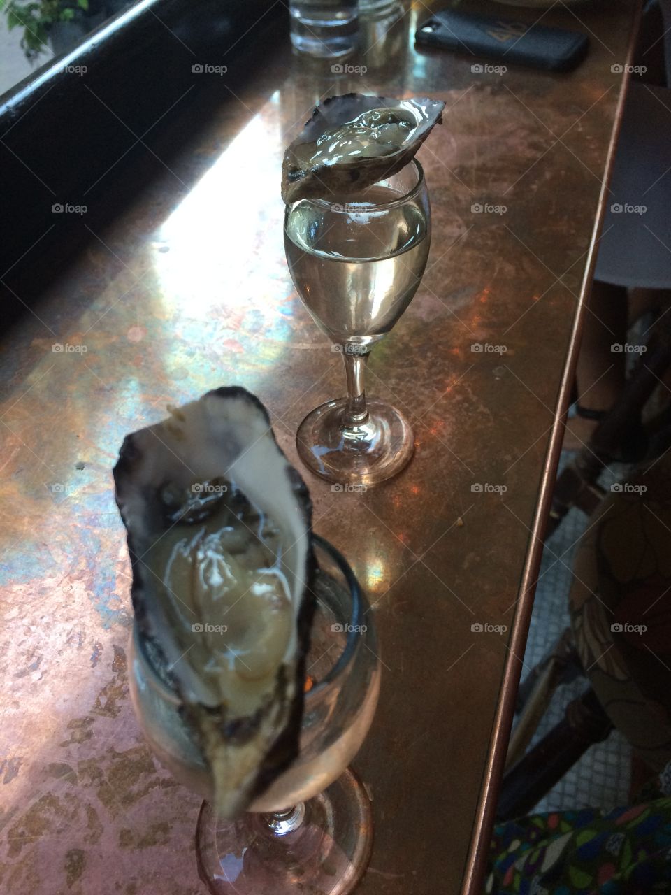 Oyster and wine