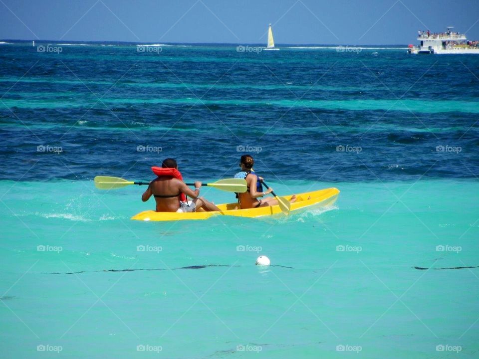 Enjoying an ocean kayak ride