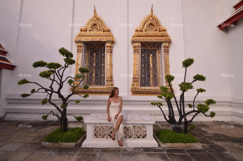 woman at Buddhist temple
