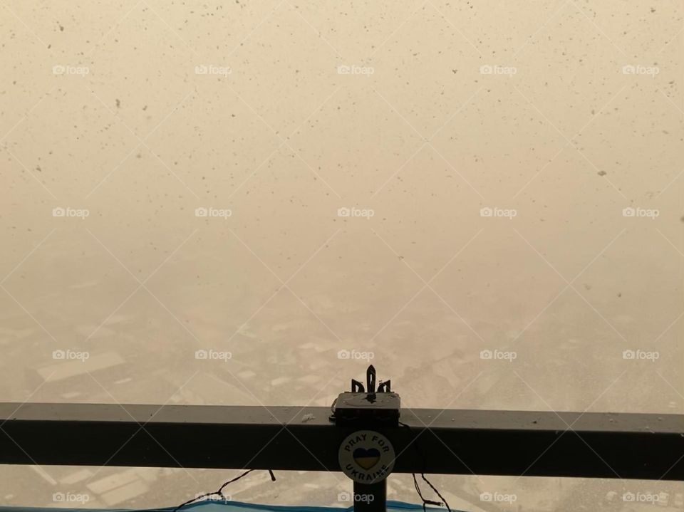 foggy kyiv cityscape