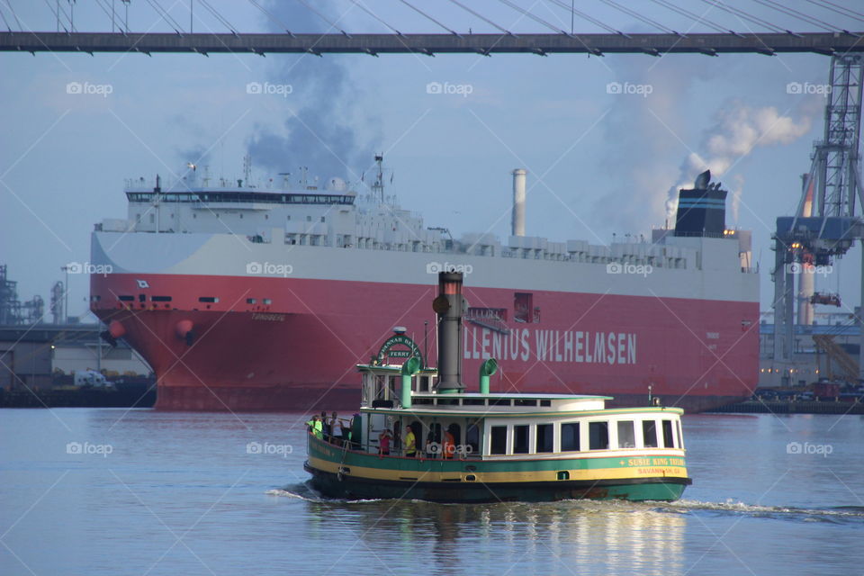 Ferry crossing the harbor in Savannah 