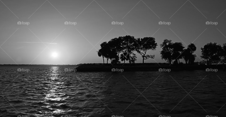 Idyllic lake during sunset