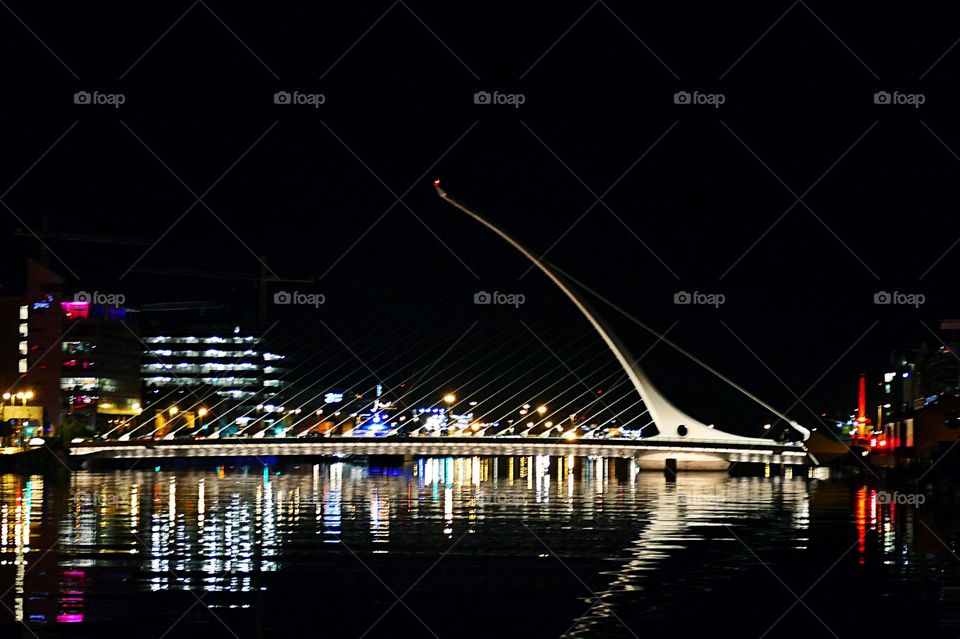 Samuel Beckett Bridge, Dublin, Ireland at night
