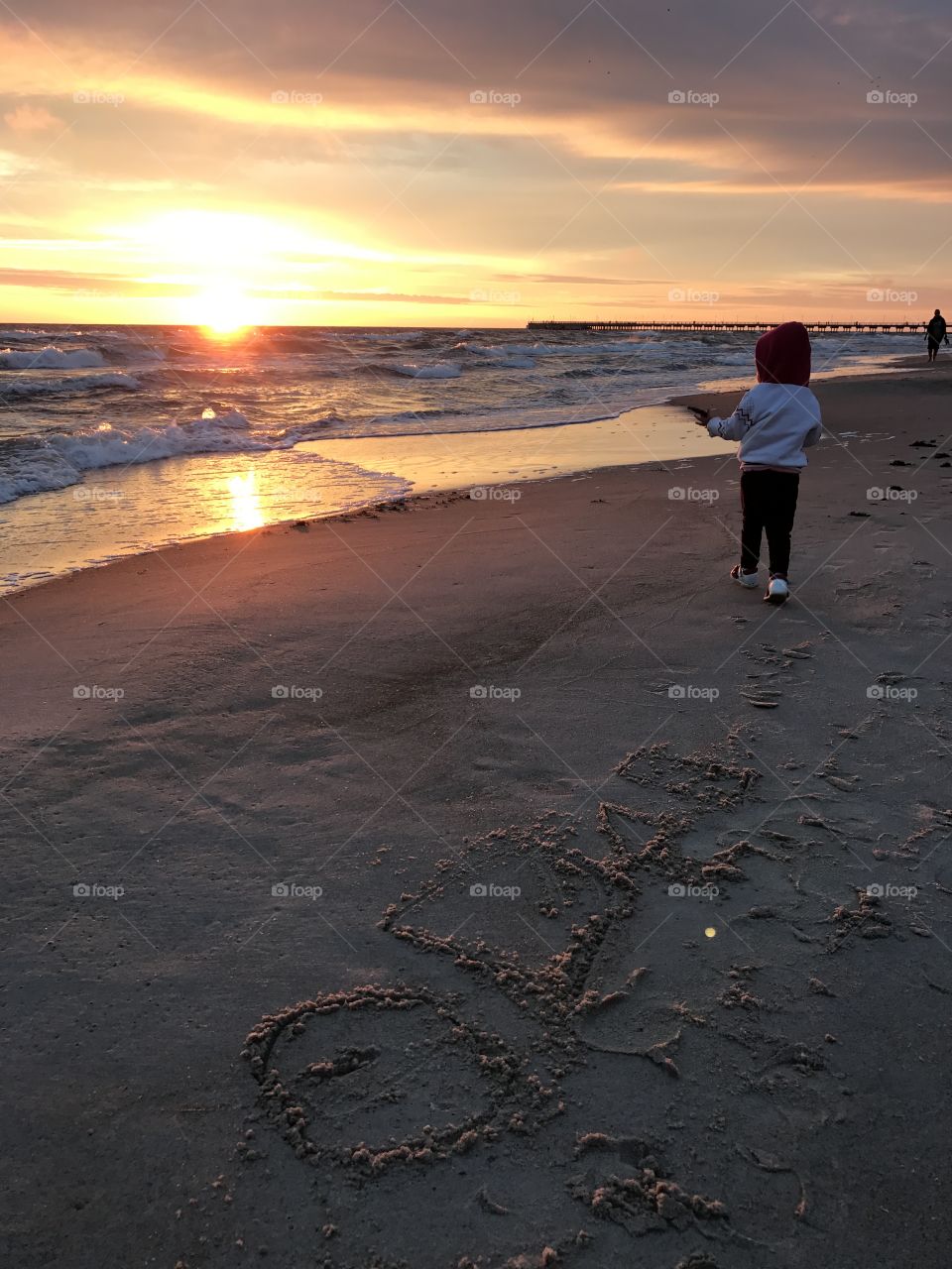 Sunset beach and baby 