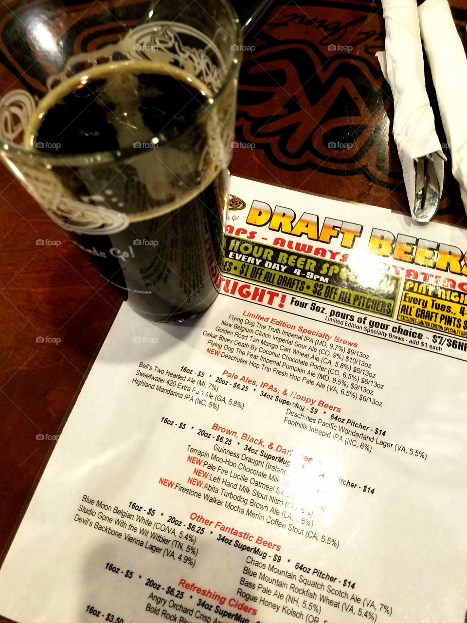 The beer menu