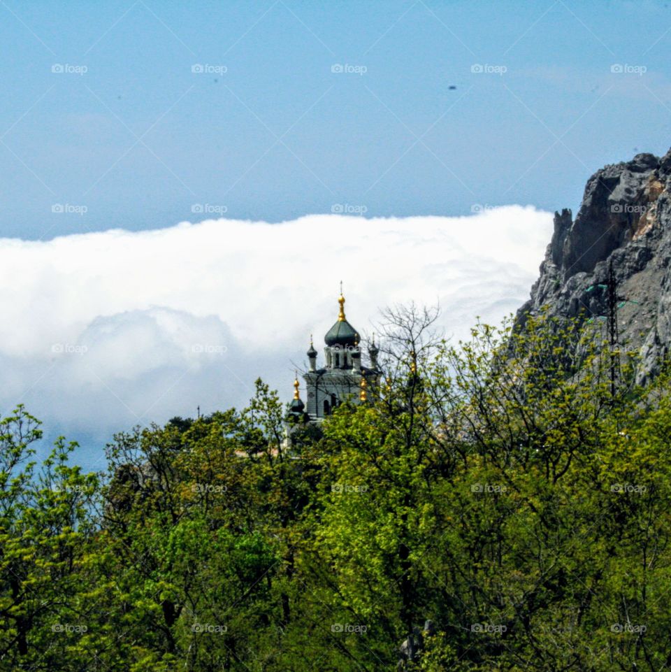 church in the mountains among the clouds