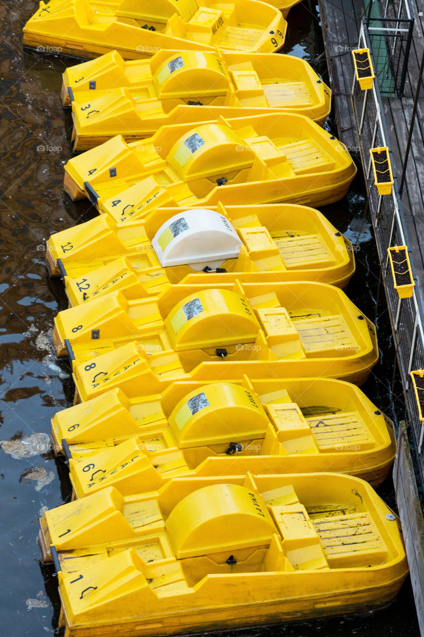 Yellow paddle boats 