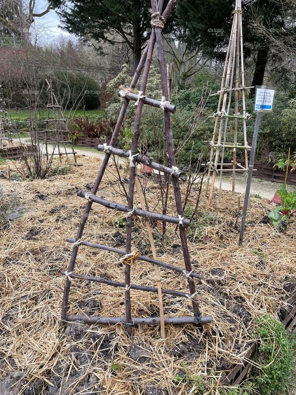 A wooden Eiffel Tower in Park 