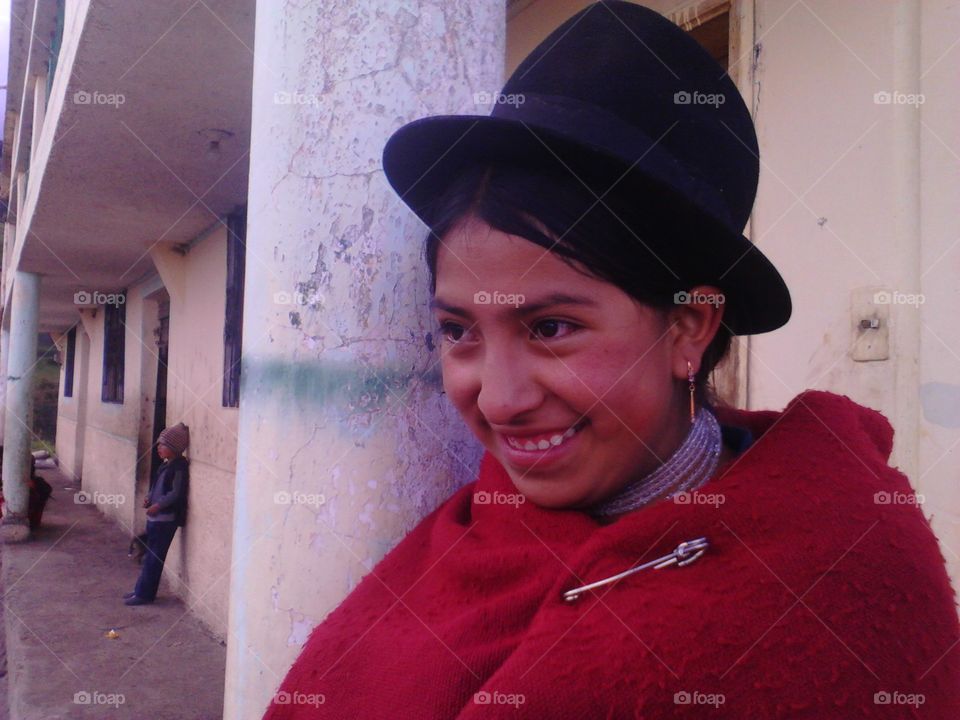 Equadorian indigenous girl. internship in equador