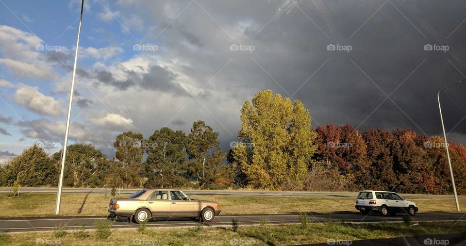 Driving home through stormy weather