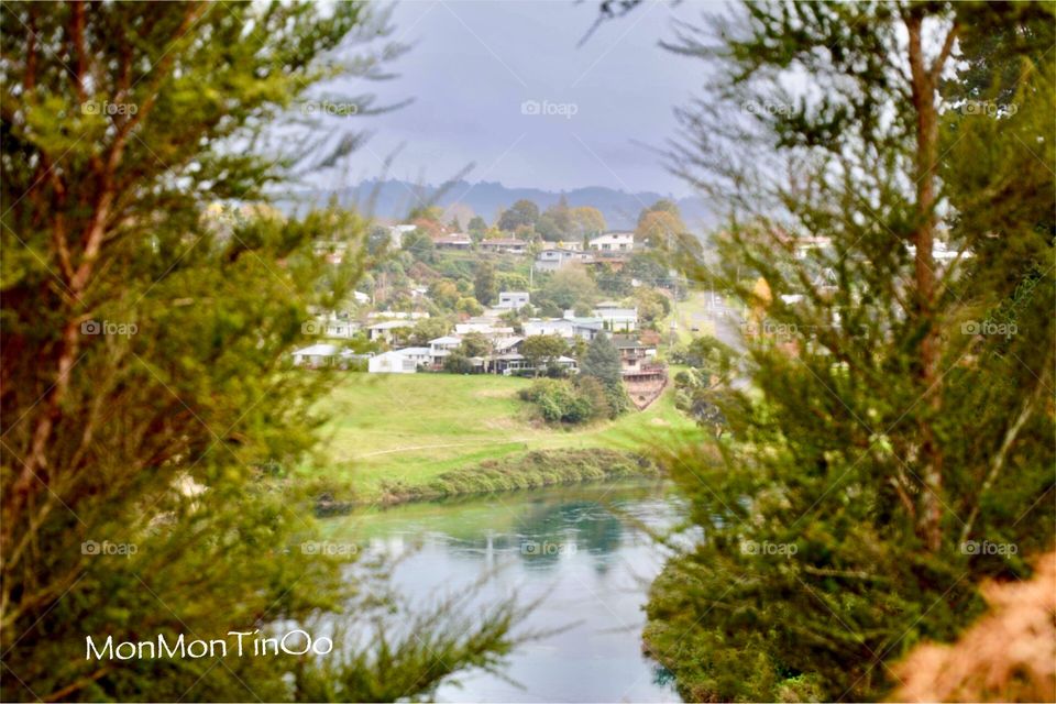 Taupo city view from Recreational Reserve Hill, New Zealand 