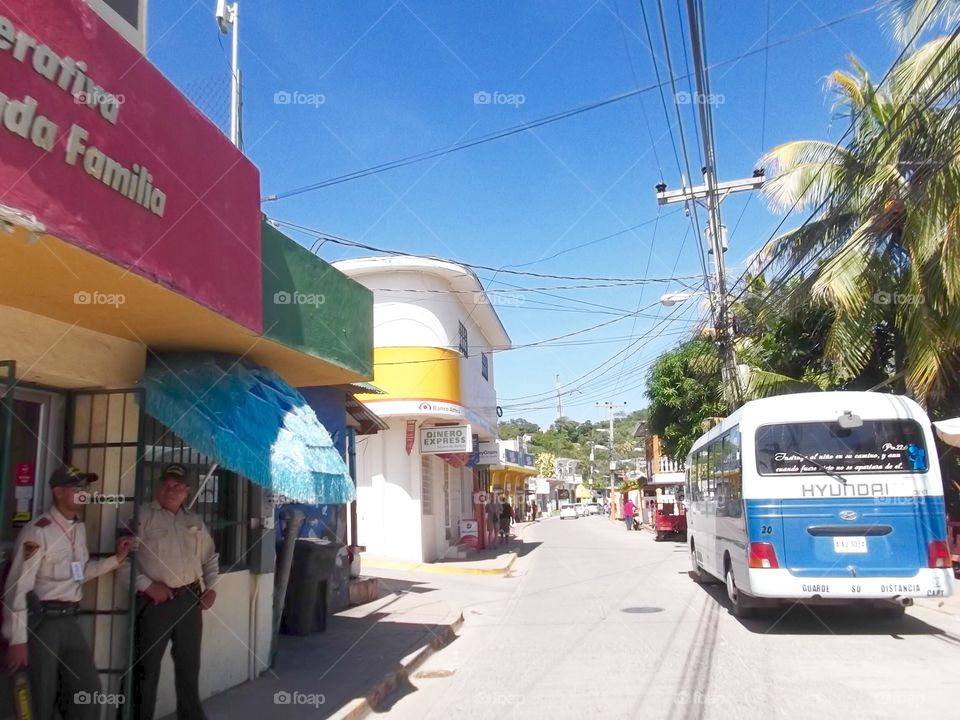 Photo from moving car traveling in Roatan, Honduras