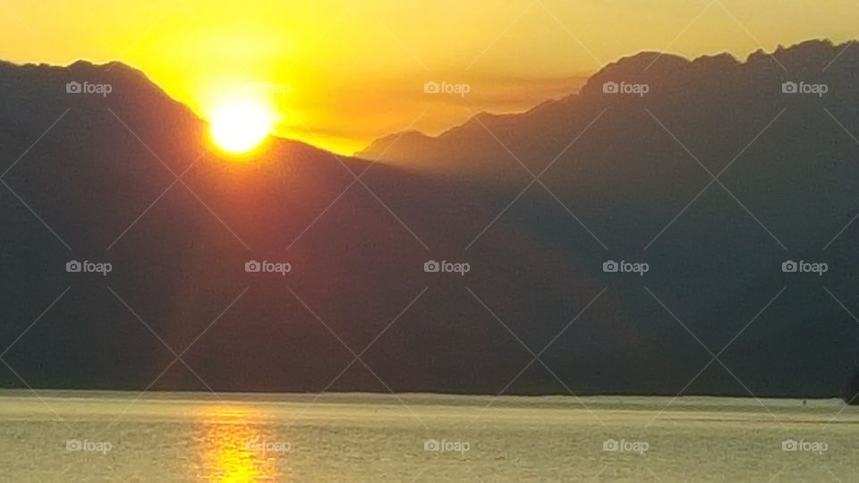 sunset over mountains