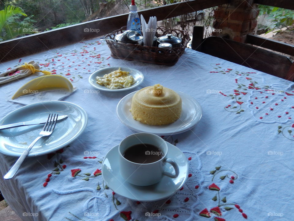 cuscuz, tipic item in breakfast at Bahia