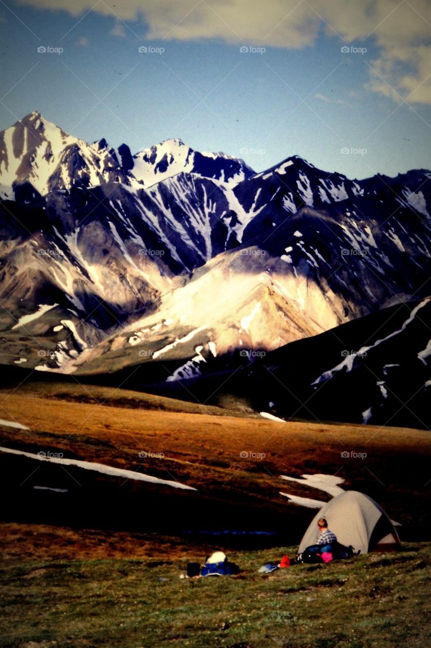 Denali Campsite . Hiking in Denali between East & West Toklat River.