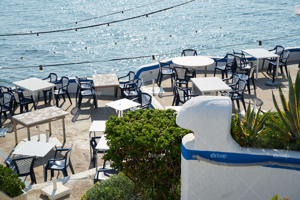 Bar by the sea early in the morning