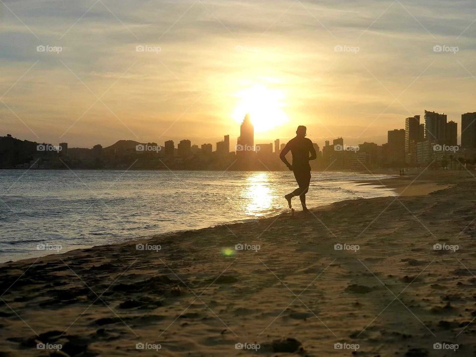 Sunset#city#view#beach#run#sand#sea