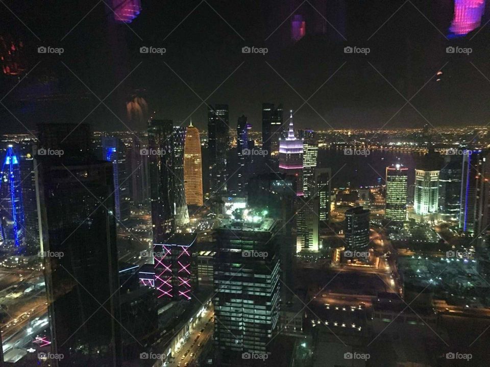 Qatar Buildings from 55th floors of Marriott's.