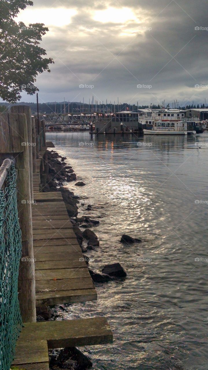 Sunset in Port Orchard's harbor.