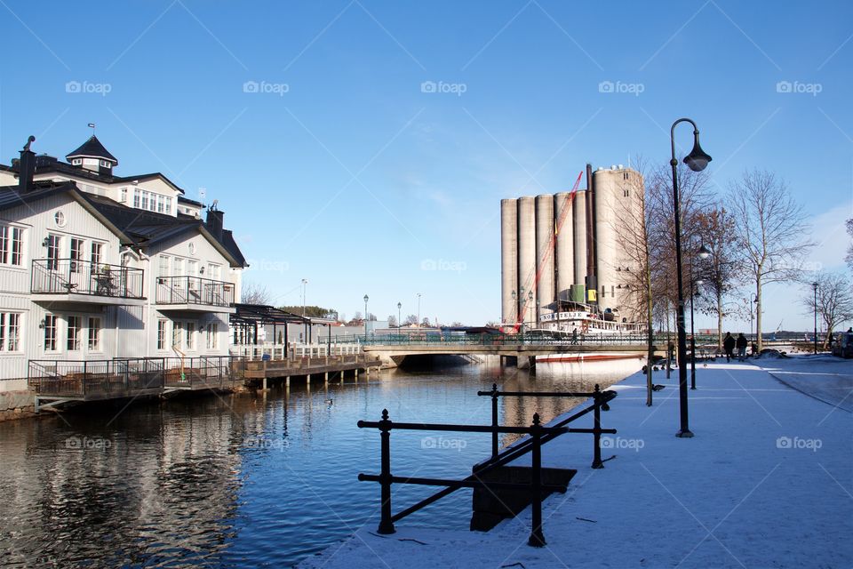 Silo at the harbor in Norrtälje, Sweden 