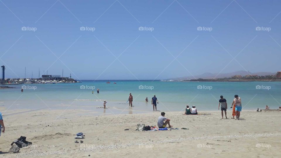 clear blue waters of caleta de fuste, fuerteventura