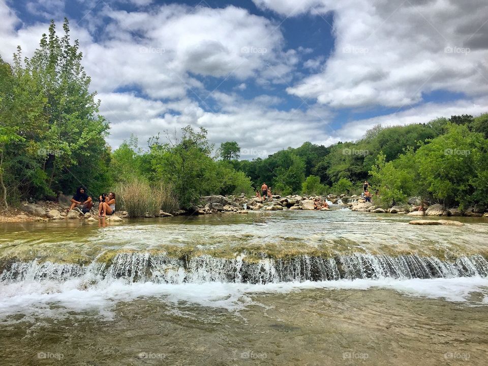 Waterfall in summer 