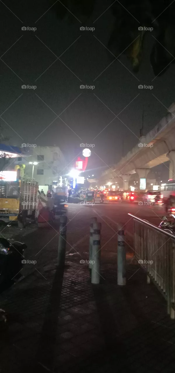 city landscape in night 🌃 like a glowing street view