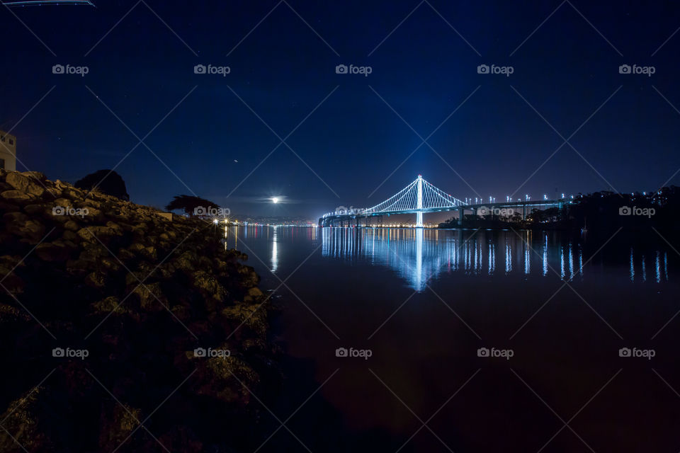 Bay Bridge in San Fransisco looking at Oakland
