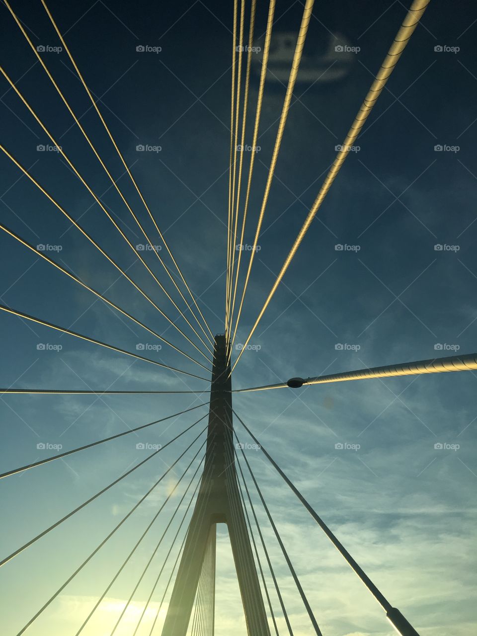 Bridge on Guadiana river between Spain and Portugal in evening light