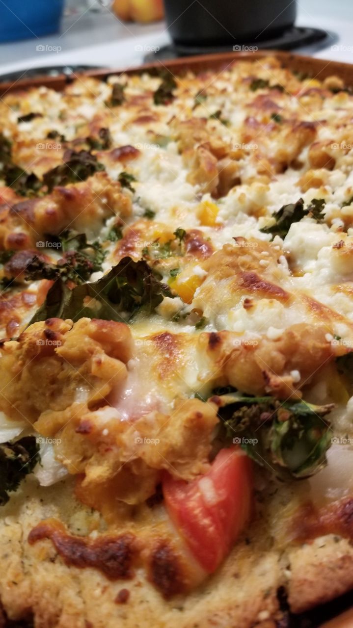 Pizza. My children are testing out different veggies on one of their favorite snacks!